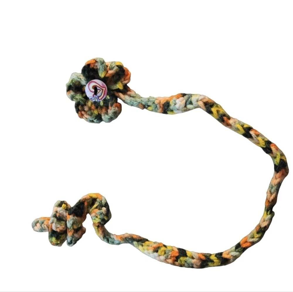 Handmade Bookmark Crochet Purse Charm Floral multicolor Zipper pull Bohemian